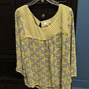 Umgee Yellow Floral Blouse